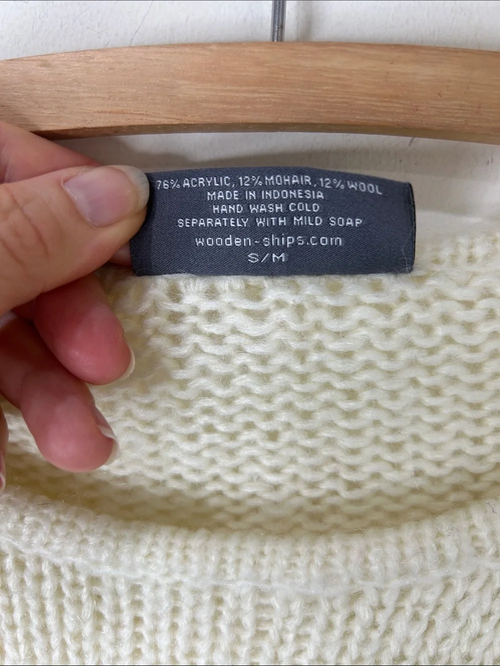 WOODEN SHIPS Ivory and Gray Striped Knit Sweater Size Small/Medium